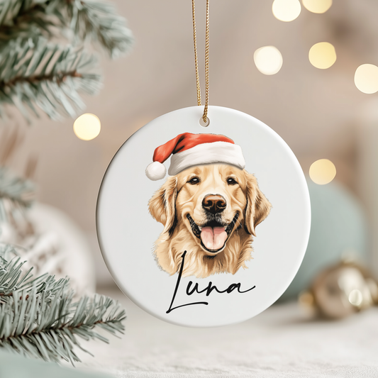 Personalised Christmas Dog Portrait Ceramic Hanging Ornament