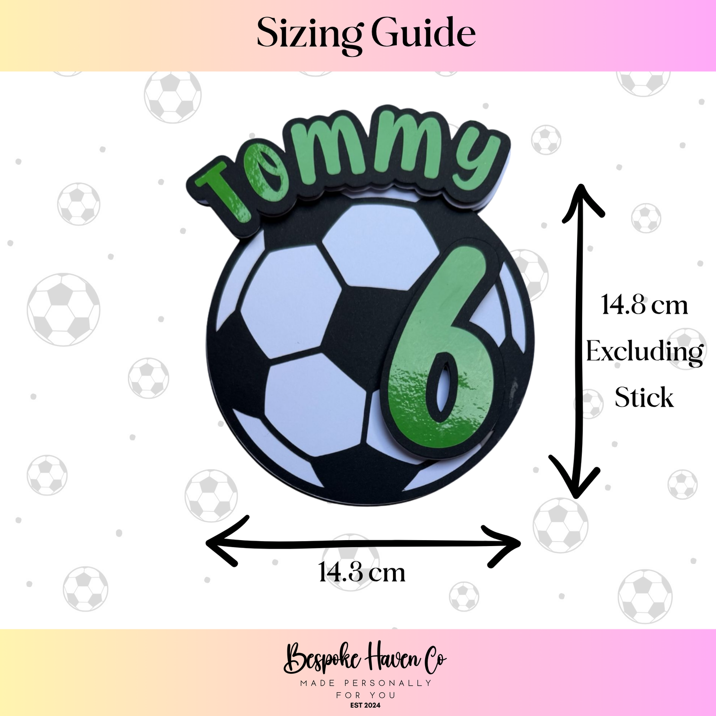 Personalised 3D Football Cake Topper, Personalised Name & Age Football/ Soccer Cake Topper. Football Cake Decorations. Football Party Birthday Decor.