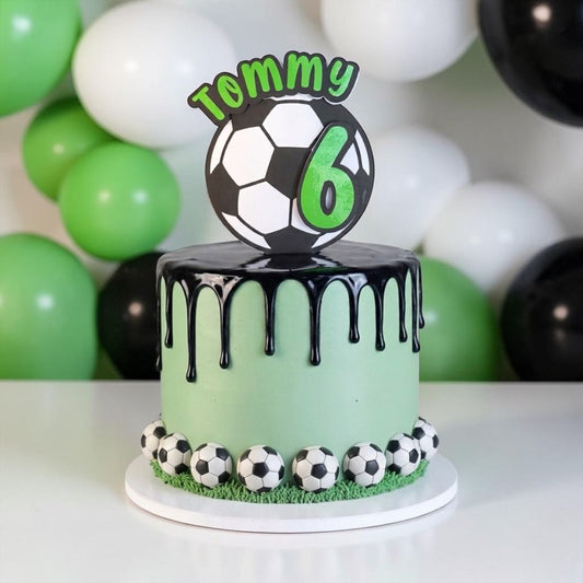 Personalised 3D Football Cake Topper, Personalised Name & Age Football/ Soccer Cake Topper. Football Cake Decorations. Football Party Birthday Decor.