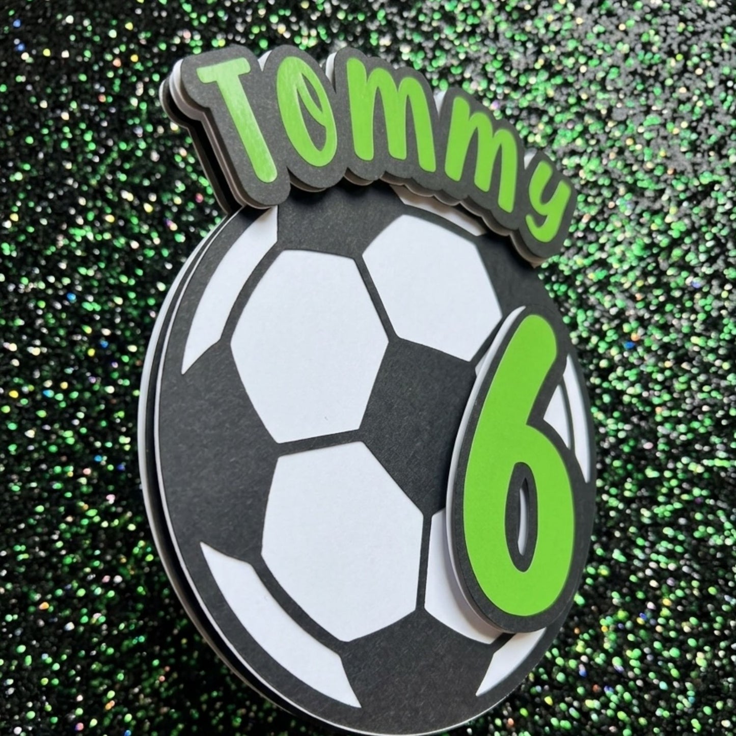 Personalised 3D Football Cake Topper, Personalised Name & Age Football/ Soccer Cake Topper. Football Cake Decorations. Football Party Birthday Decor.