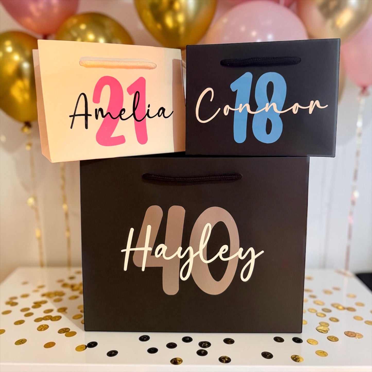 Personalised Luxury Birthday Gift Bag with Any Age or Name,18th,21st,30th,40th, 50th, 60th Present Gift Bag, Custom Birthday Present Gift Bag