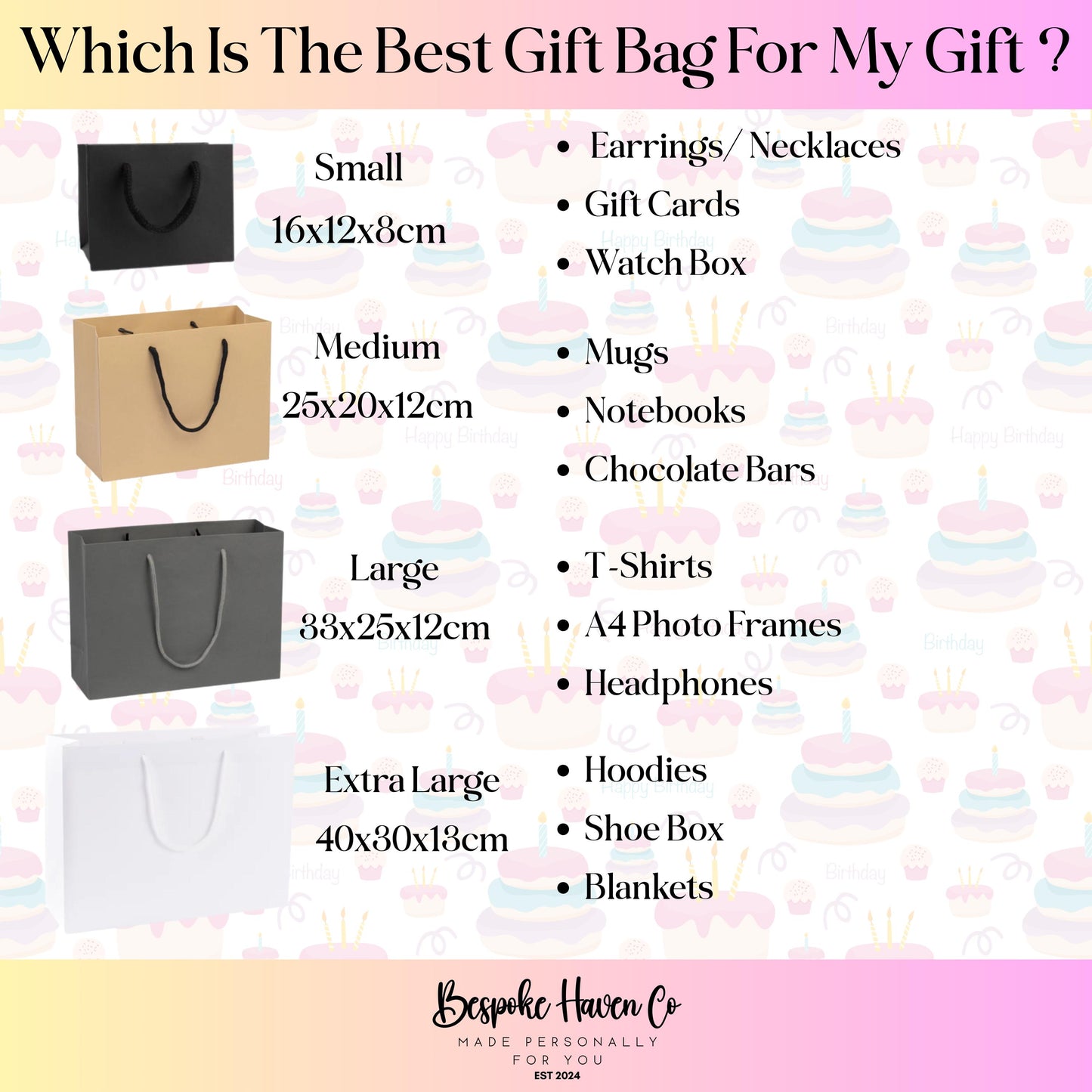 Personalised Luxury Birthday Gift Bag with Any Age or Name,18th,21st,30th,40th, 50th, 60th Present Gift Bag, Custom Birthday Present Gift Bag