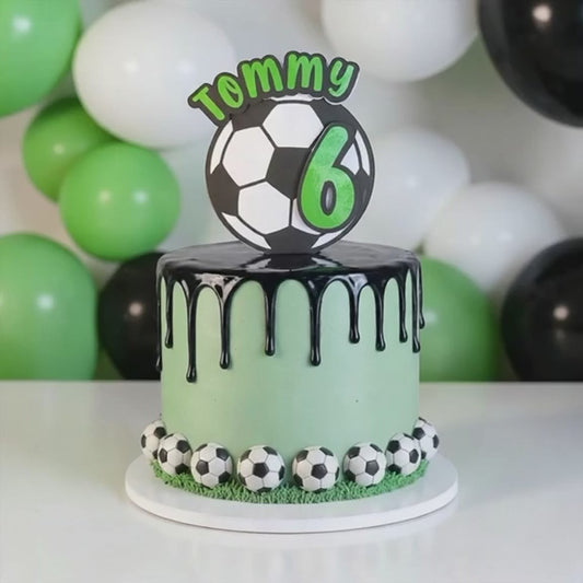 Personalised 3D Football Cake Topper, Personalised Name & Age Football/ Soccer Cake Topper. Football Cake Decorations. Football Party Birthday Decor.